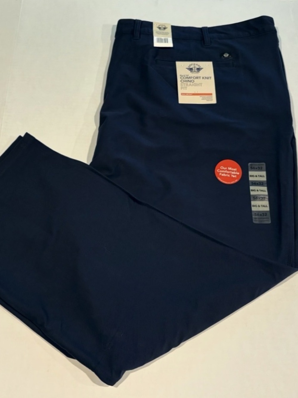 Dockers Mens Pants 56x32 Navy Smart 360 Knit Comfort Chino Straight Fit Stretch